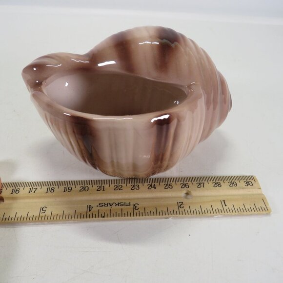 Ceramic Sea Shell Dish - Planter Brown Striped Conch Shell - Picture 6 of 12